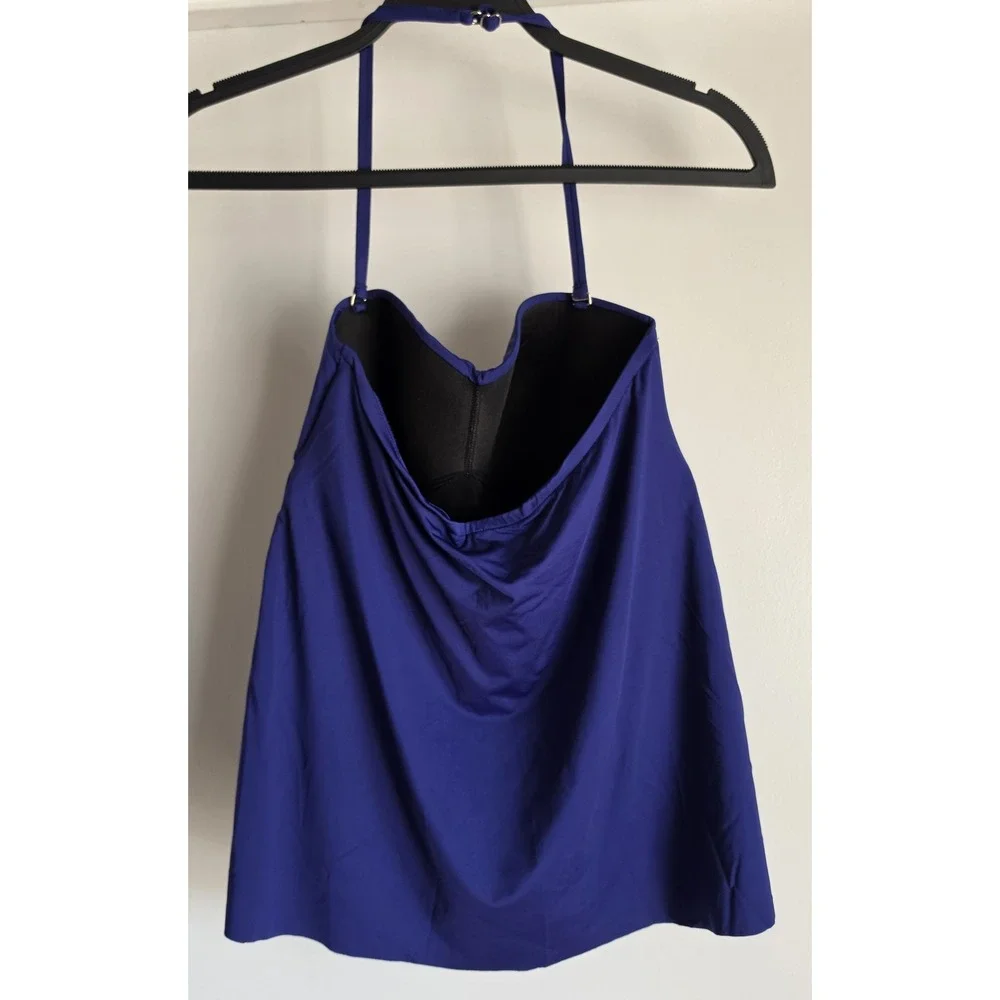 Badgley Mischka Bikini Top Size 8 Blue Halter Swimwear Swimsuit Tankini